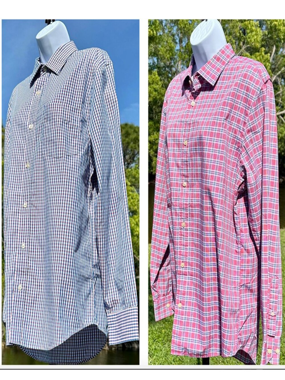Banana Republic Lot of 2 Men's Long Sleeve Plaid Button Down Shirts Size Large